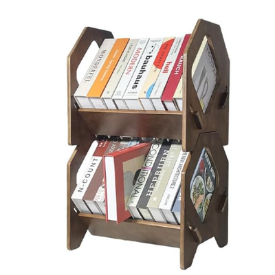 2 Pack Desktop Bookshelf, Stackable Book Organizer with Handle, storage rack for CD/Magazine/File Folder, Portable Small bookshelf for Study, Living room, Kid's room, No Nails, Medium Size